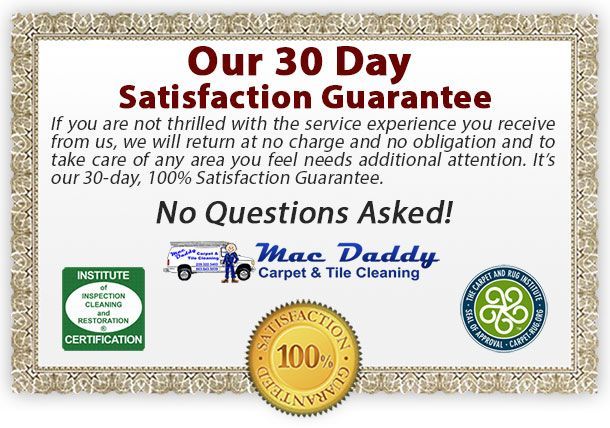 30 Day Guarantee for upholstery cleaning