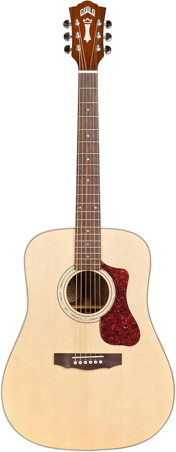 Guild D-340 solid spruce top dreadnought acoustic guitar in natural satin finish
