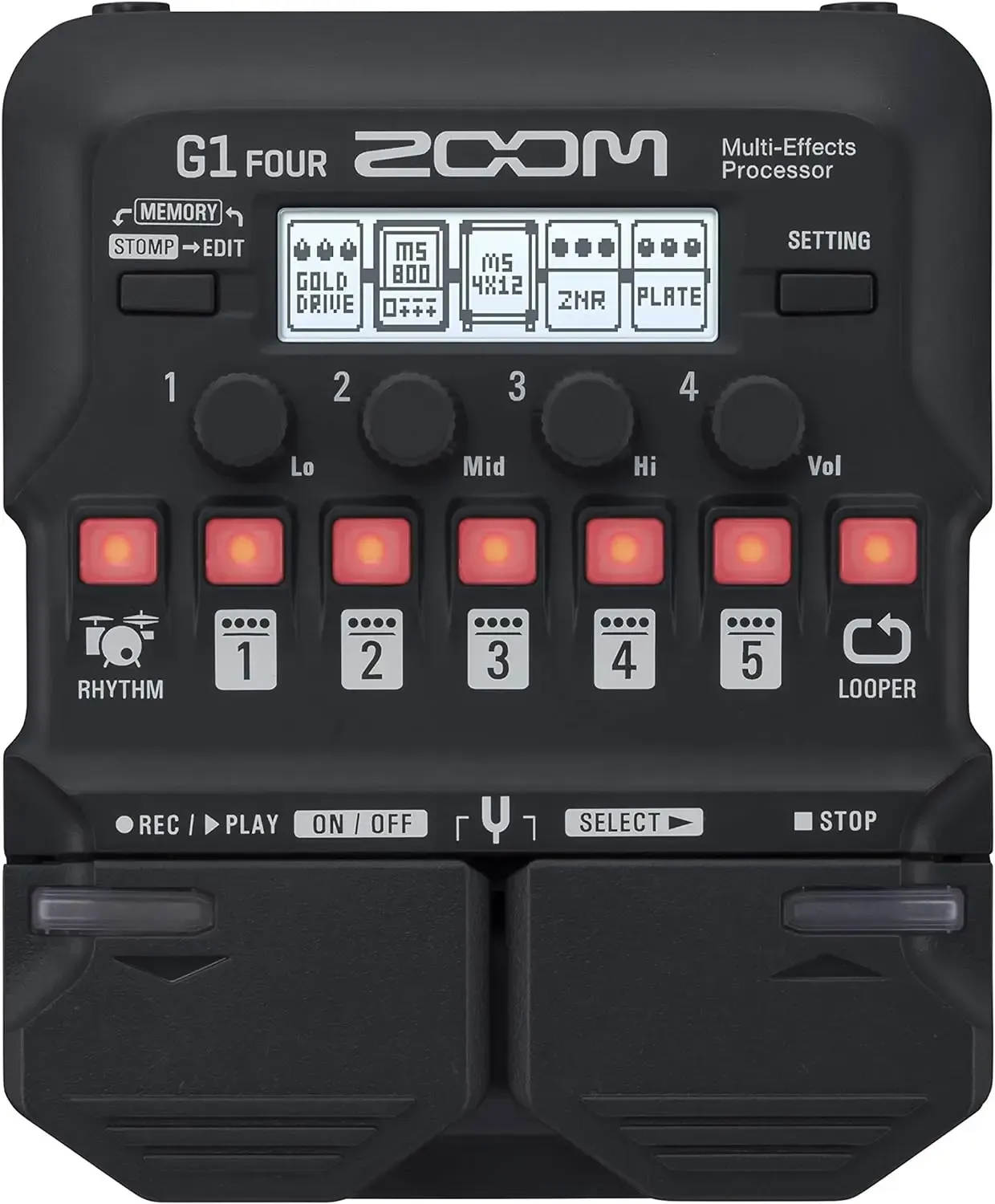 Zoom G1 FOUR guitar multi effects processor pedal with 70 effects and looper