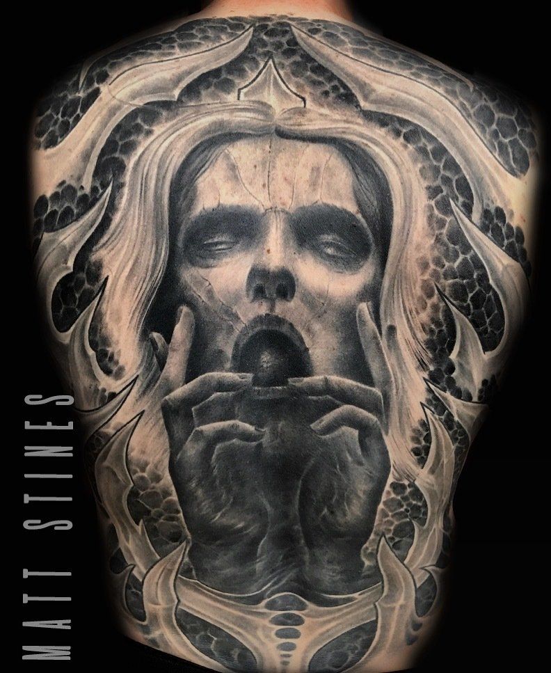 Man with His Eyes Closed Tattoo — Danville, IL — No Regrets Tattoos & Body Piercing