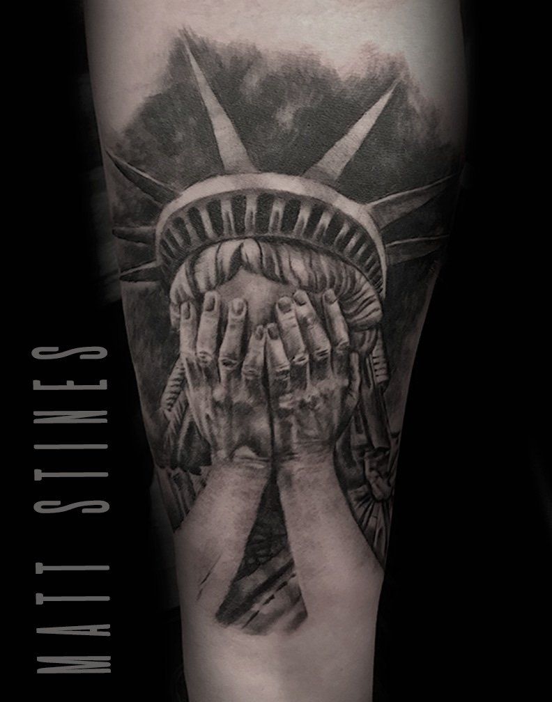 Sobbing Statue of Liberty Tattoo — Danville, IL — No Regrets Tattoos & Body Piercing