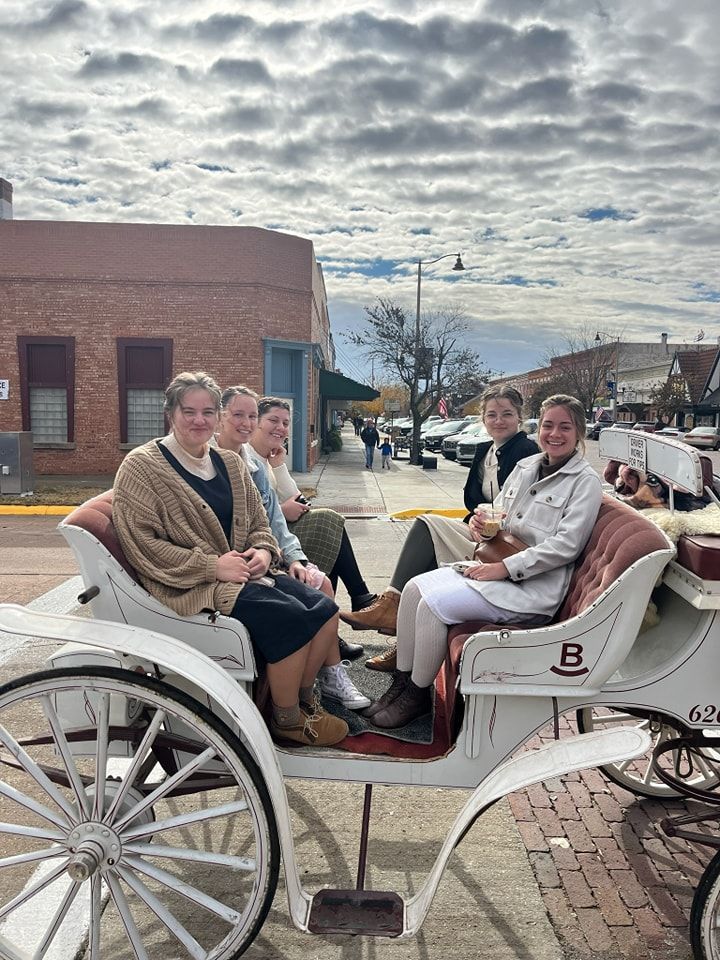 group of women on horse drawn carriage