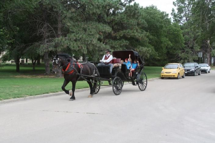 couple on horse drawn carriage ride