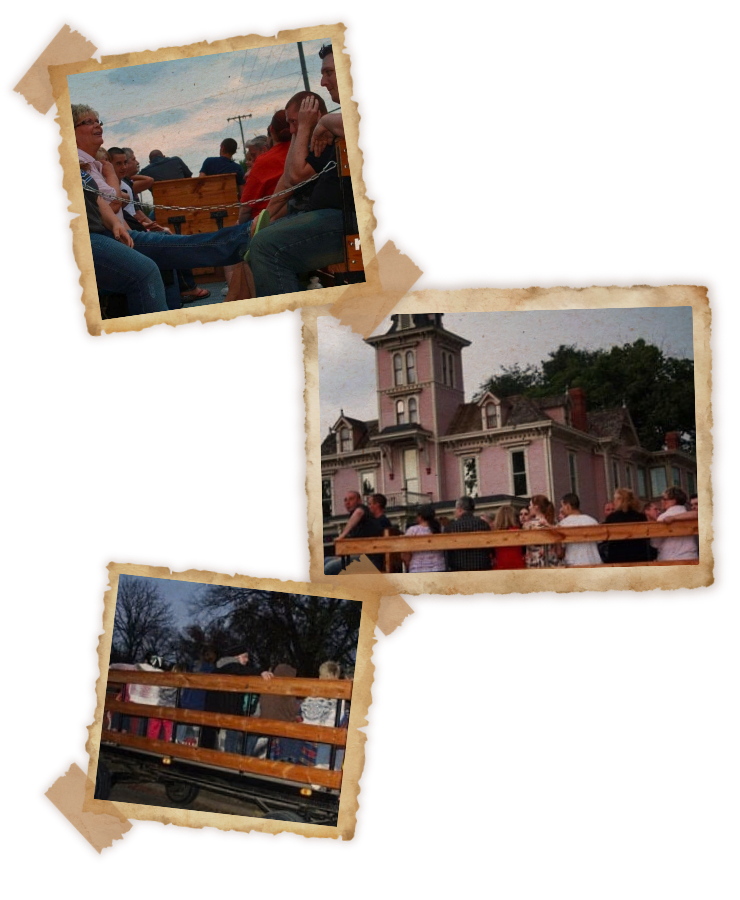 horse drawn hayride at community event