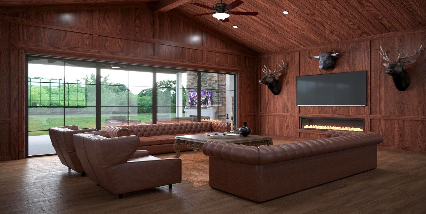 Living room in a MK homes custom home at Ranger Ridge Estates DFW Texas