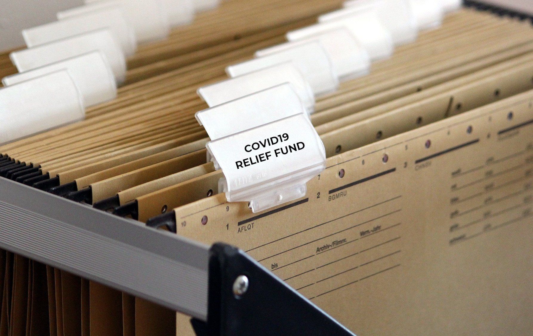 A file folder with a label that says common relief fund