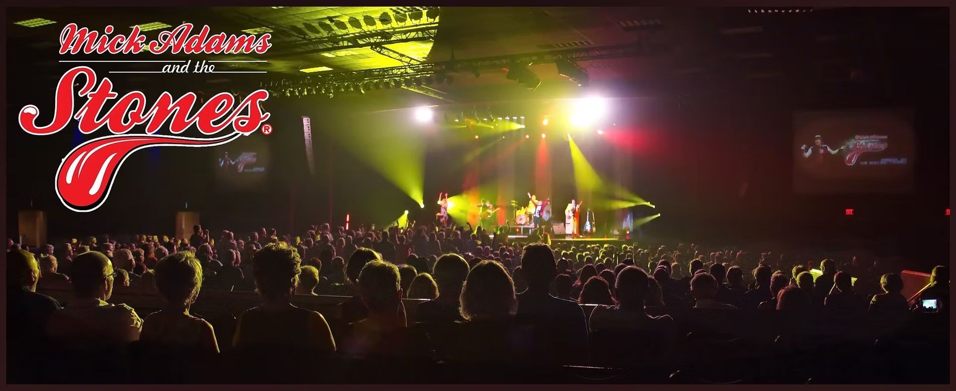 Concert stage with bright yellow lights and a crowd, featuring the band Stone at left.