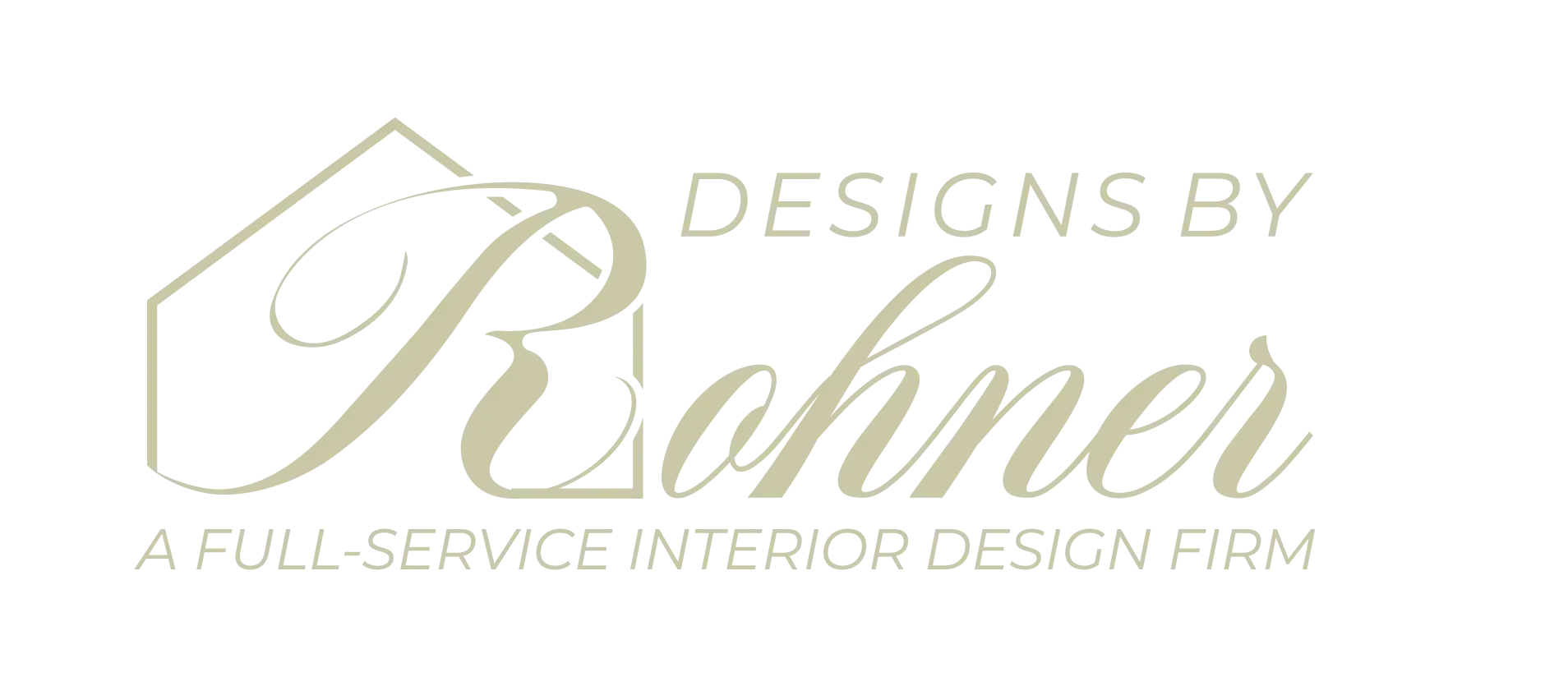 Logo for "Designs by Bohner," a full-service interior design firm, featuring a house shape and script lettering.