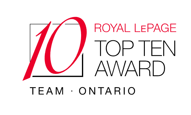 Royal LePage Top Ten Award 10 Team Ontario logo in red, black, and white