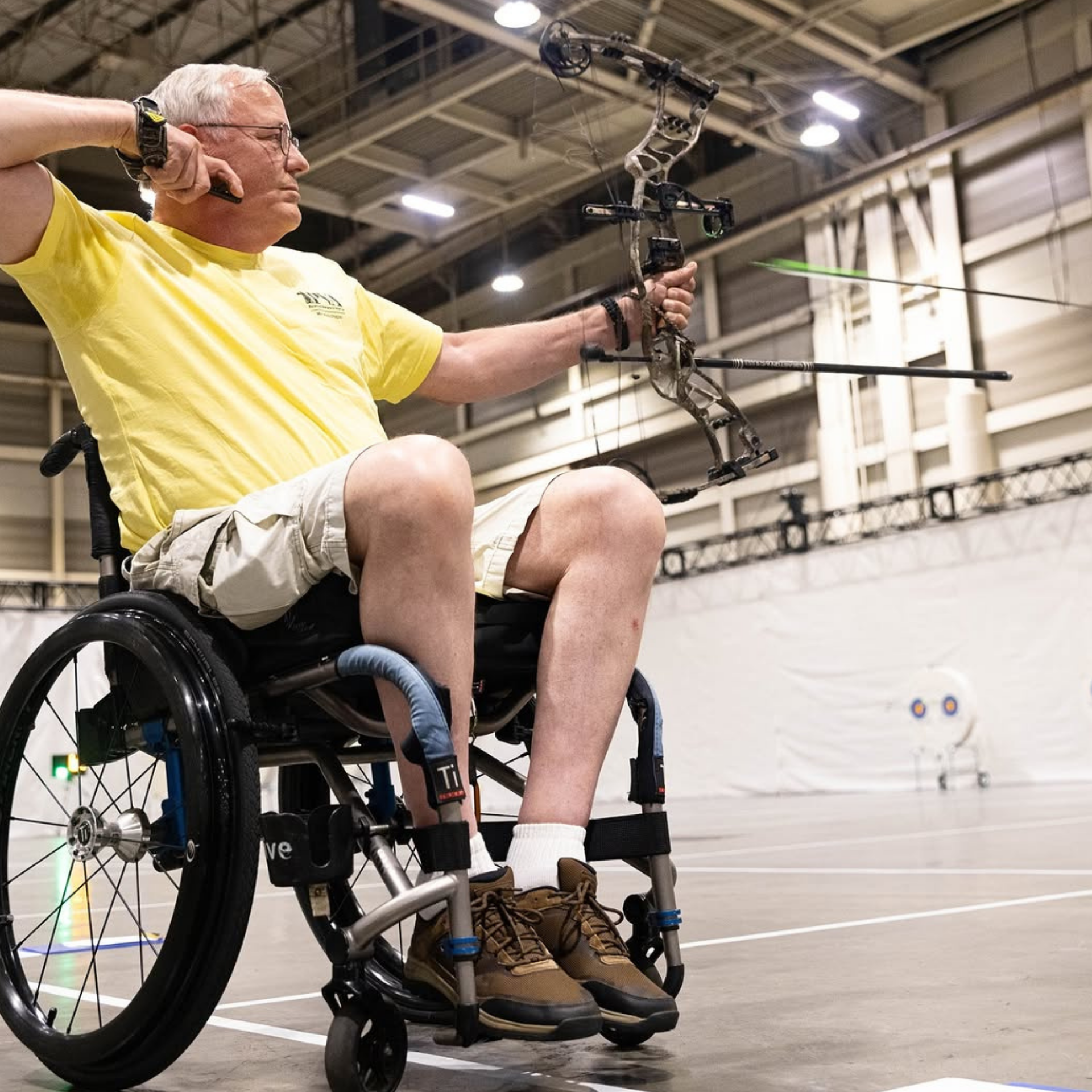 A veteran in a wheelchair enjoying sport