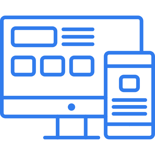 Computer monitor and mobile phone displaying website content.