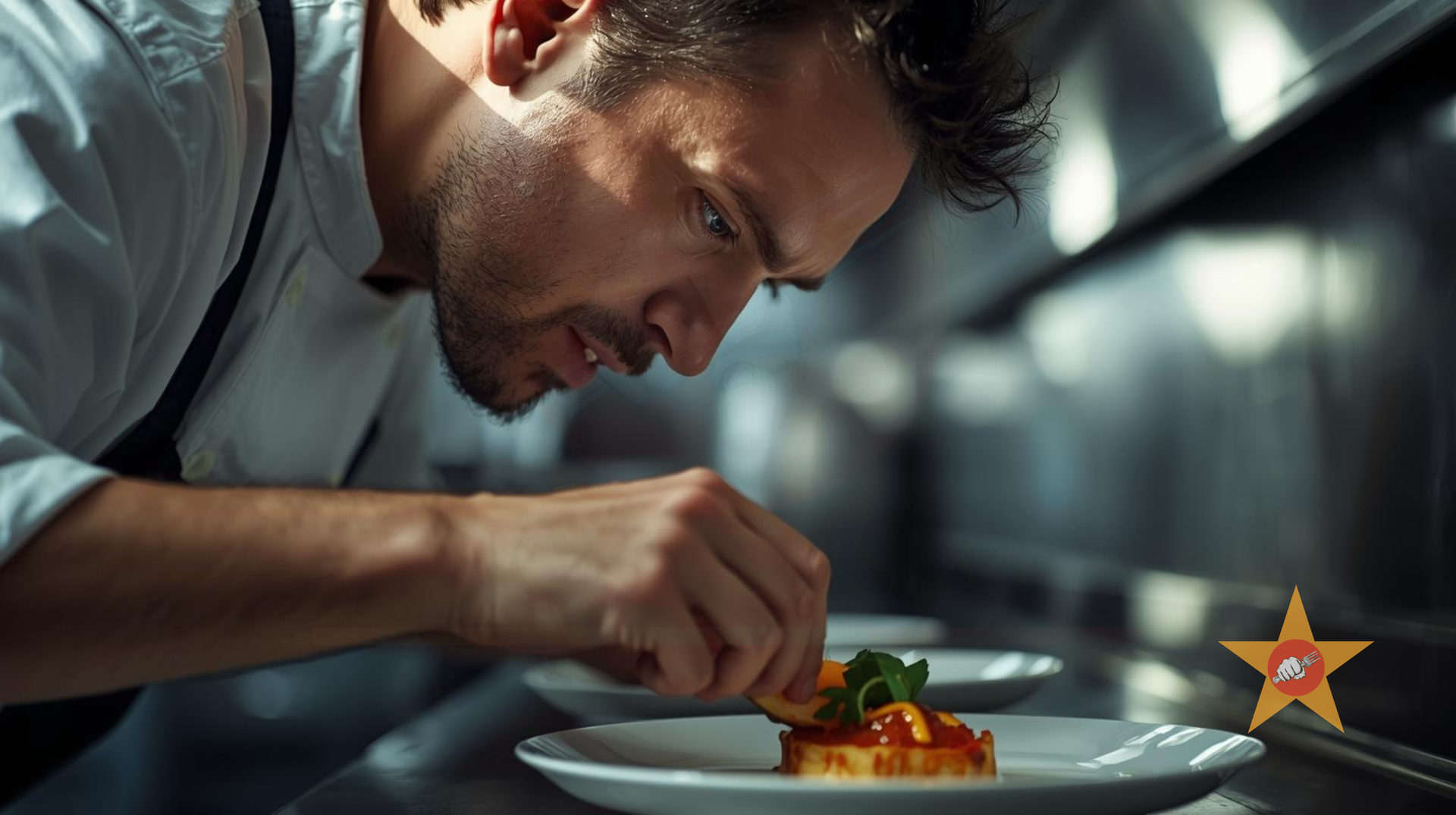 Chef preparing a signature dish in an independent restaurant kitchen