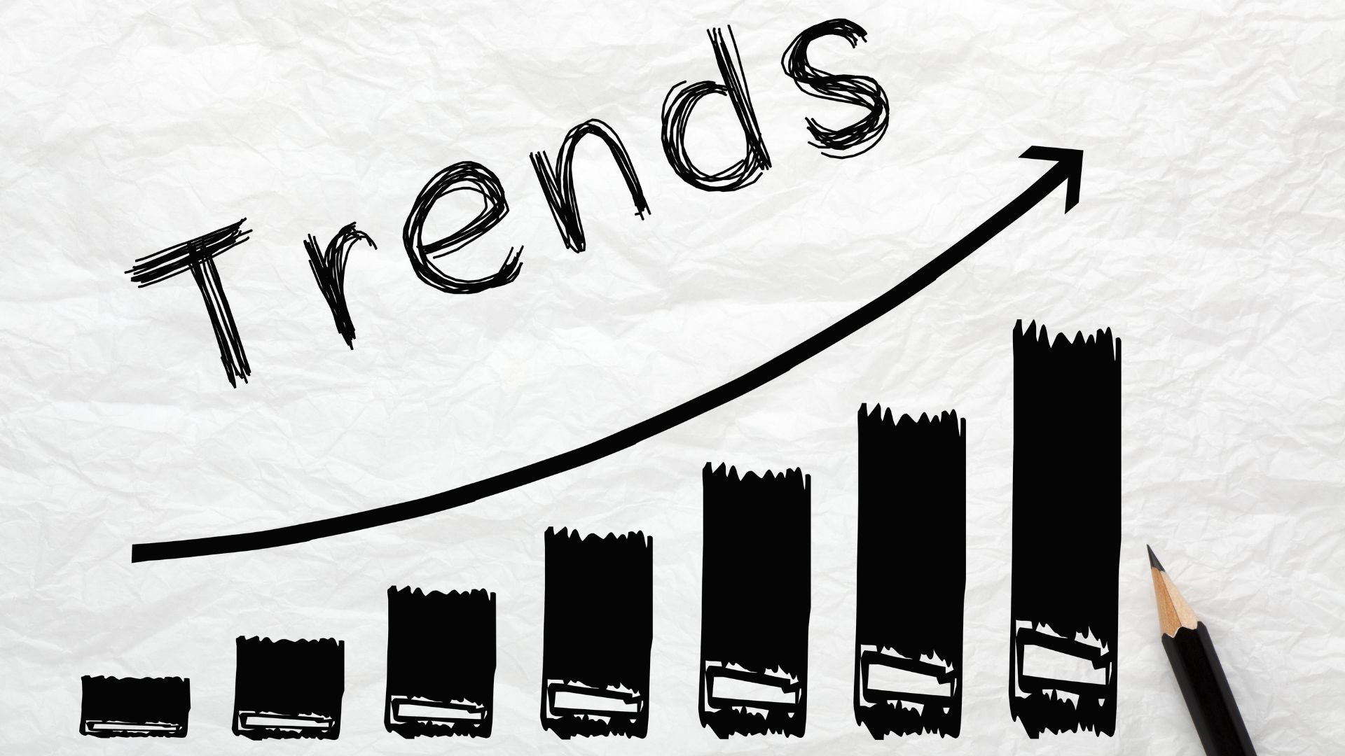 Graph indicating upward trends in deck design and construction in Lubbock, TX, with a black pencil.