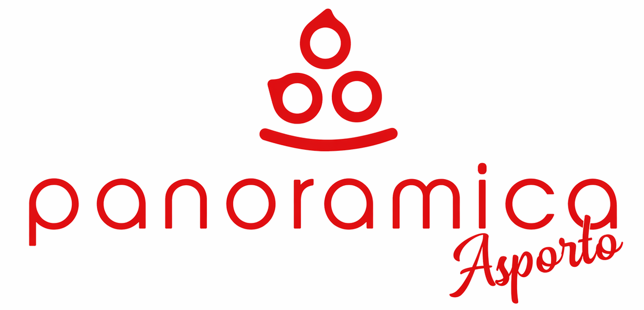Logo Panoramica rosso con tre cerchi sopra la parola “Panoramica” e “Aspor” in corsivo sotto