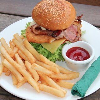 Bacon Burger with Fries — Fiddler's Green in Darwin Waterfront, NT