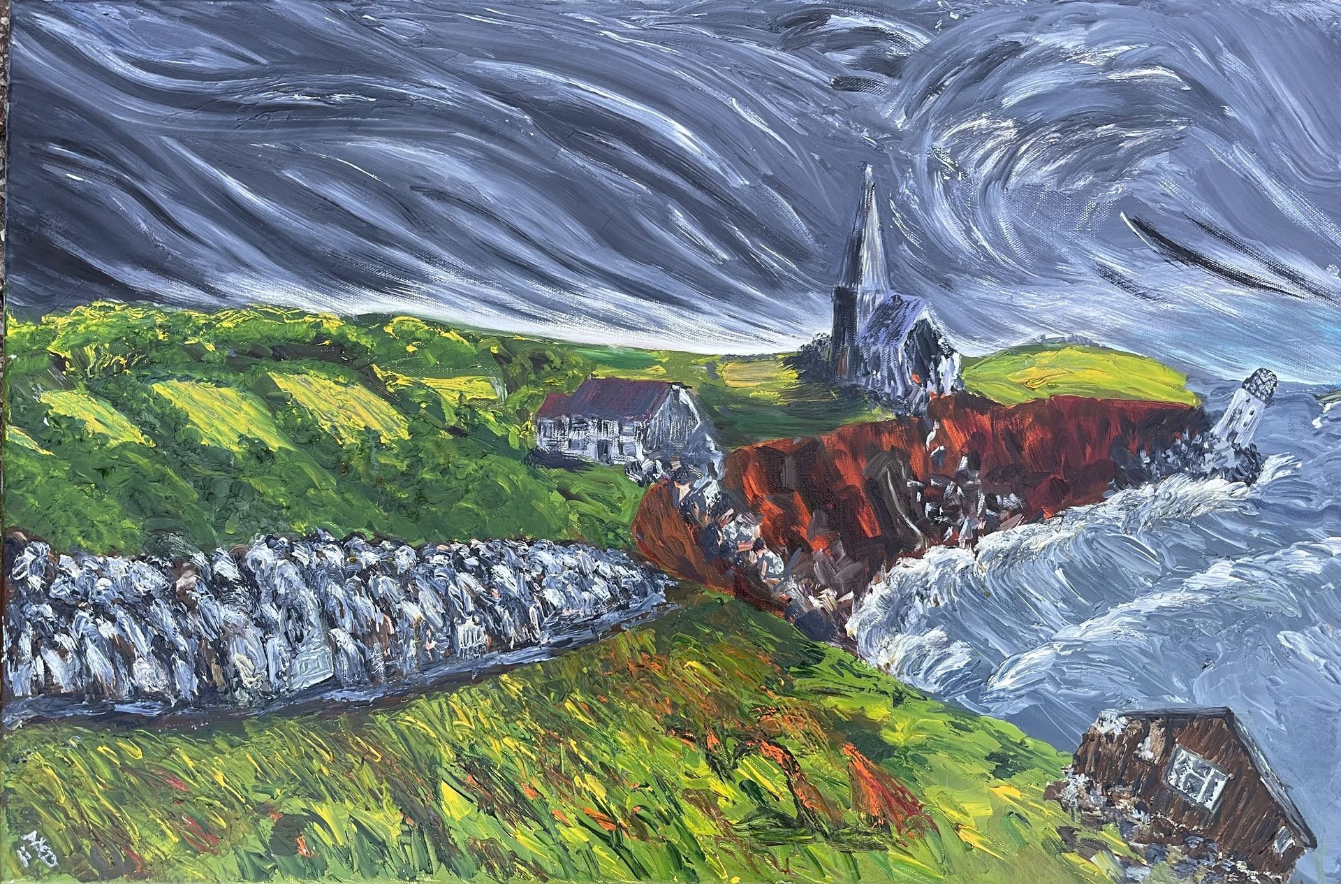 Destruction of Our Pale Blue Dot II, Melted Ice & Indian Ink on Watercolour Paper, 2020