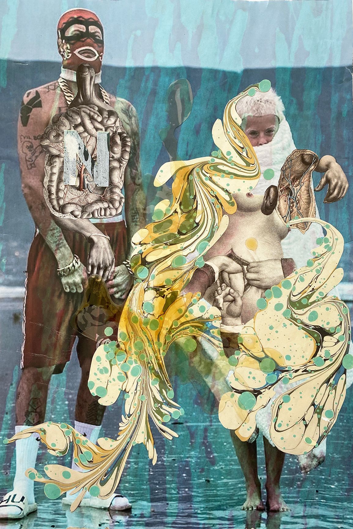 Destruction of Our Pale Blue Dot II, Melted Ice & Indian Ink on Watercolour Paper, 2020