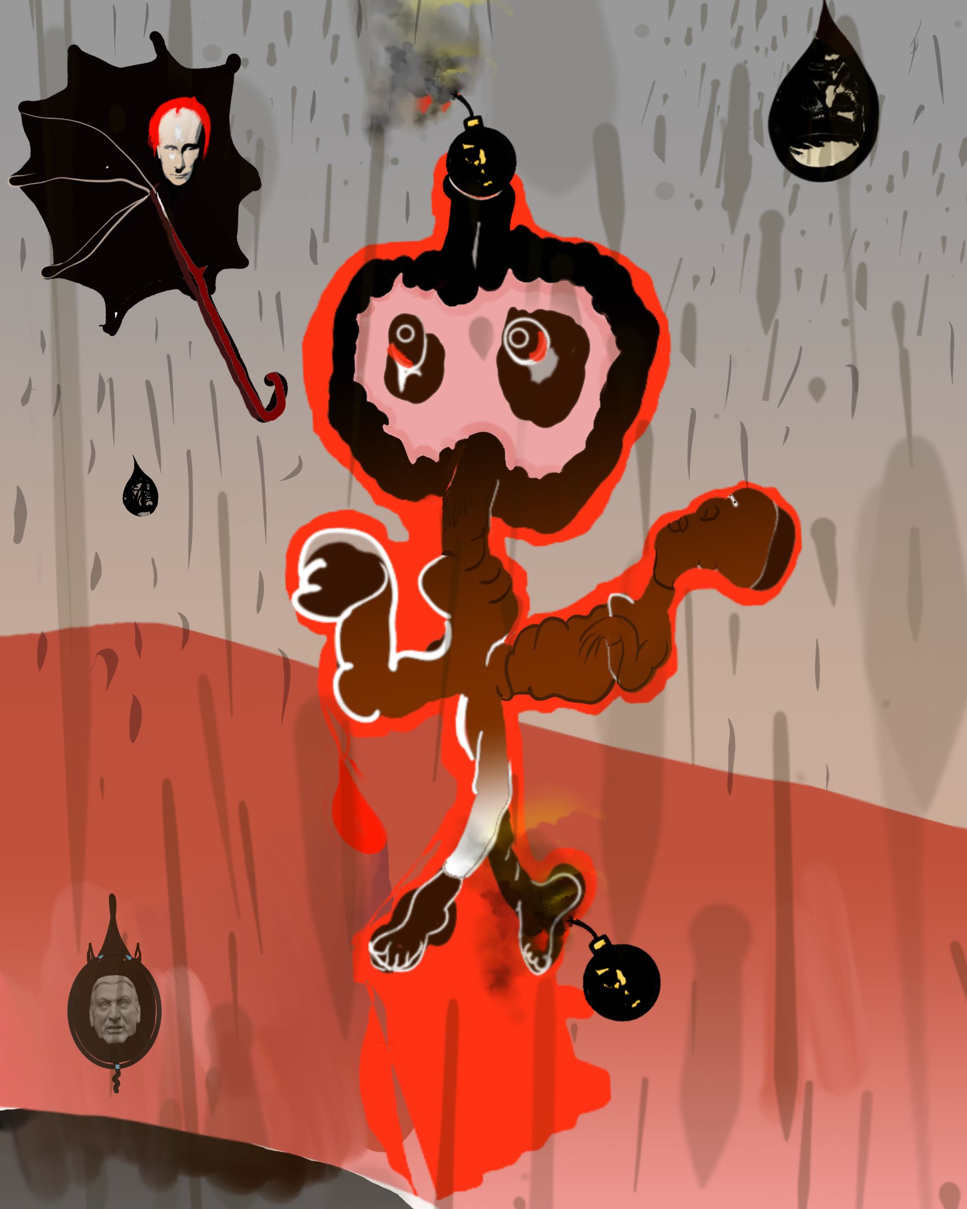 Destruction of Our Pale Blue Dot II, Melted Ice & Indian Ink on Watercolour Paper, 2020