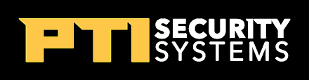 PTI Security Systems logo, yellow letters