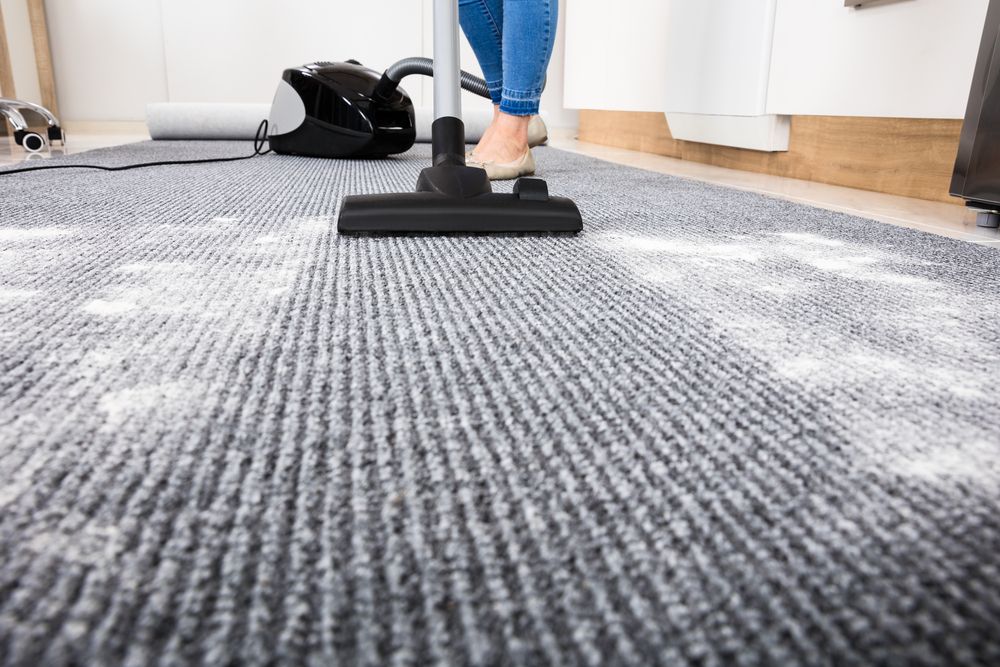 Vacuum Cleaner Cleaning a Grey Carpet — Chemdry D & K in Geelong, VIC