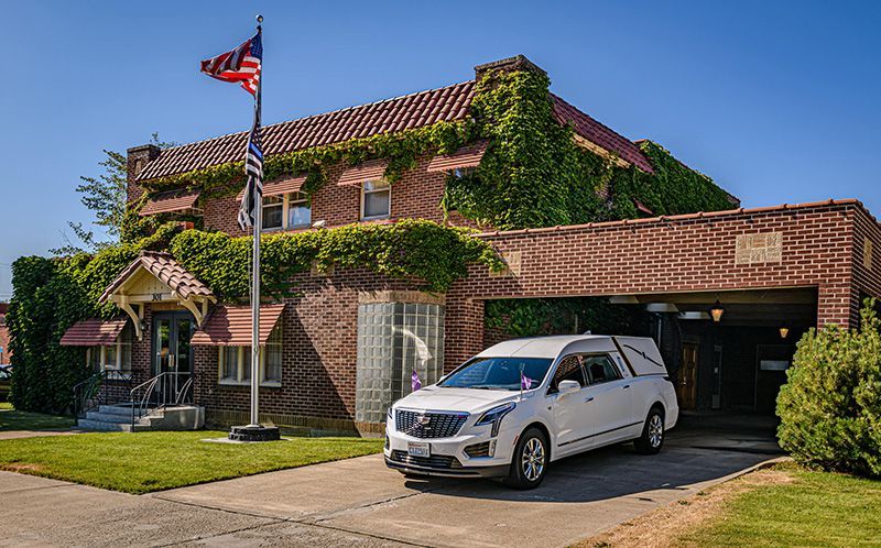 Johnston & Williams Funeral Home and Crematory. Exterior view of Ellensburg, WA location.