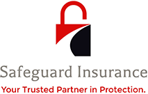 Safeguard Insurance logo with red-and-black shield icon and tagline, “Your Trusted Partner in Protection.”