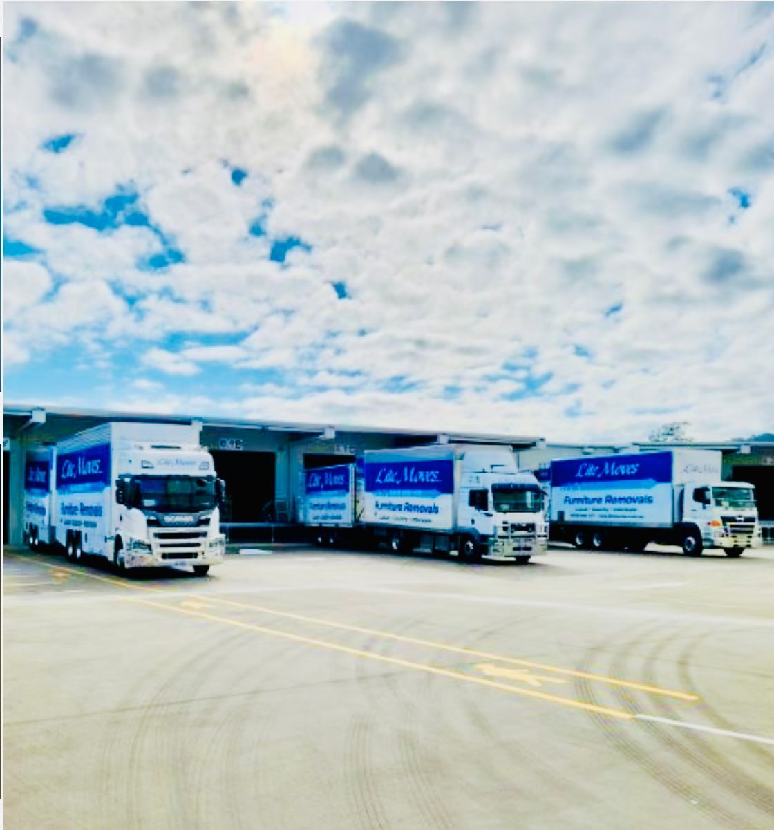 Three trucks at Depot - Lite Moves Furniture Removals In Bonville, NSW