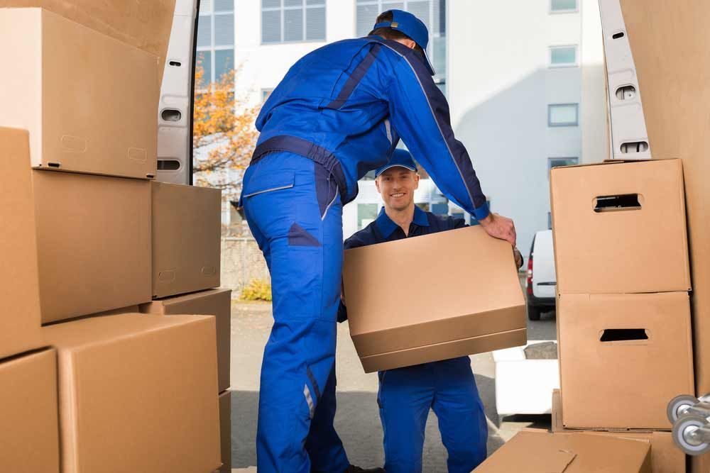 Male Movers Unloading Boxes