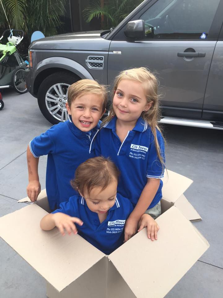 Three Kids Inside The Carton Box — Lite Moves Furniture Removals In Bonville, NSW
