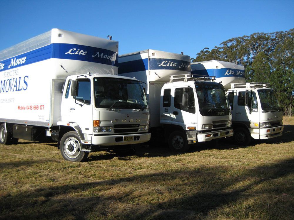Three Lite Movers Truck Parked — Lite Moves Furniture Removals In Bonville, NSW