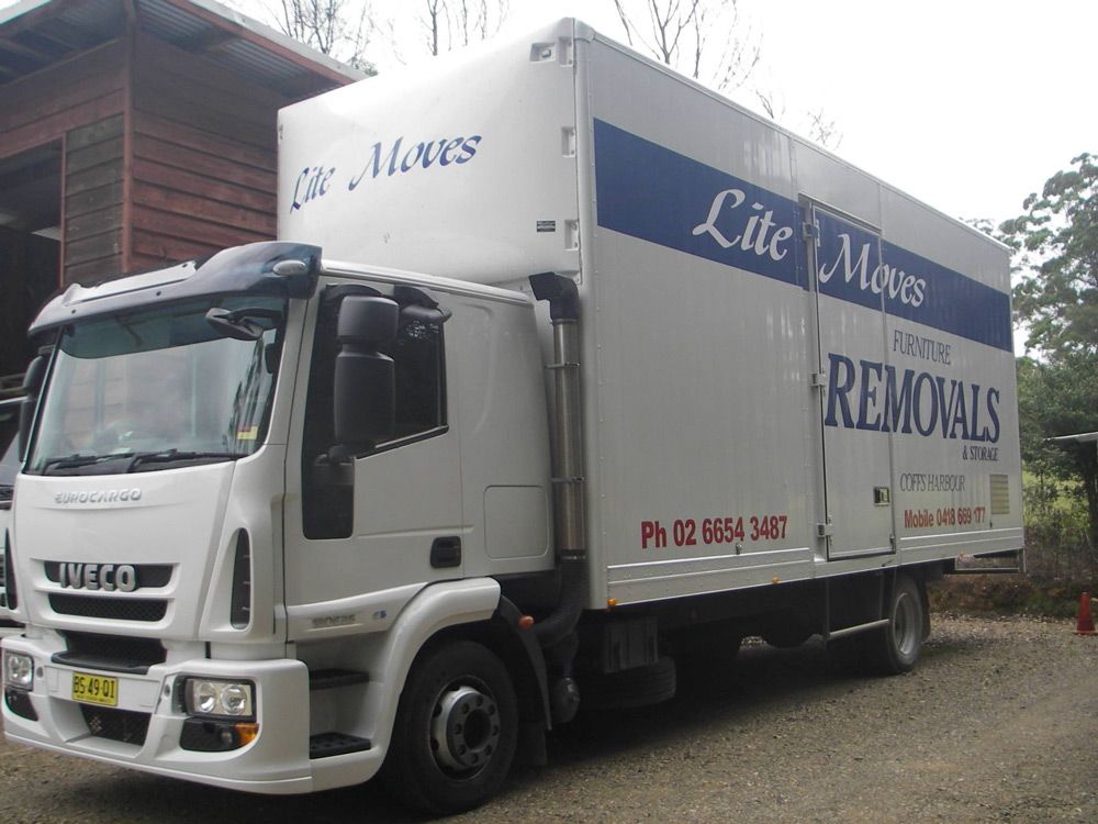 White Big Truck Of Lite Moves Furniture Removal — Lite Moves Furniture Removals In Bonville, NSW