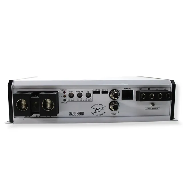 Wzmacniacz monoblokowy klasy D o mocy 2000 W RMS i impedancji 1 Ohm z regulacją basów RAGE-2000