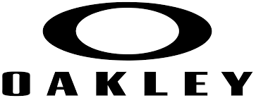 Oakley logo: A black ellipse above the word "OAKLEY" in bold, black capital letters.
