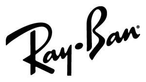 Ray-Ban logo in black cursive script. The word "Ray" is followed by a period and the word "Ban".