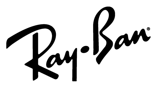 Ray-Ban logo in black cursive script. The word "Ray" is followed by a period and the word "Ban".