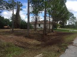 A house is sitting in the middle of a lush green field surrounded by trees.