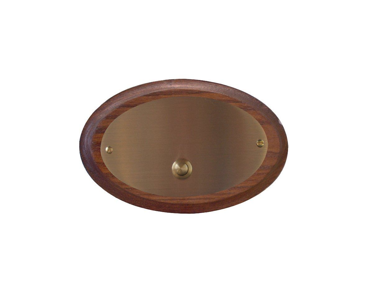 campanello ovale in ottone con bordo in legno