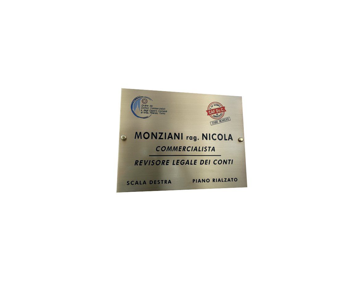 targa in ottone rettangolare