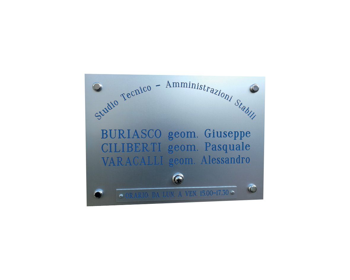 targhetta in alluminio