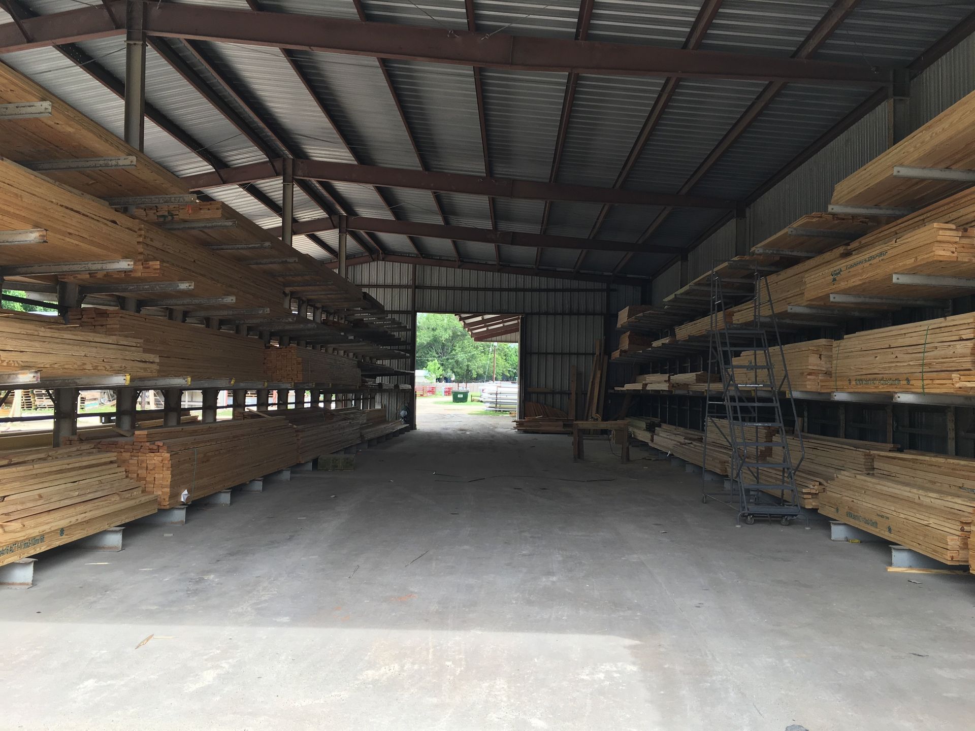 image of lumber in a warehouse