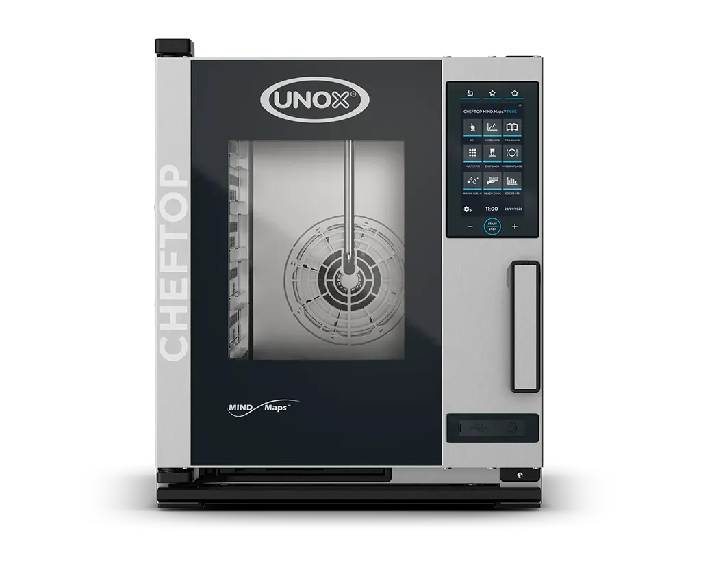 A cheftop oven is sitting on a white surface.