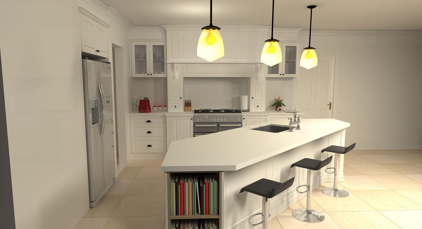 Kitchen 3d Design with Chandeliers — Shepparton Vic — Kitchenwise
