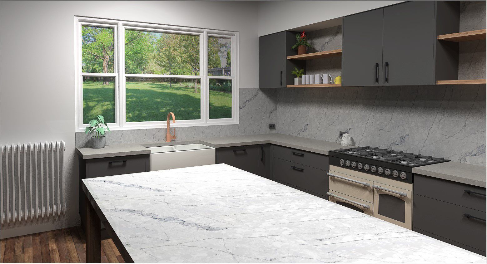 3D Design of Kitchen with Huge Dinning Table — Shepparton VIC — KitchenWise