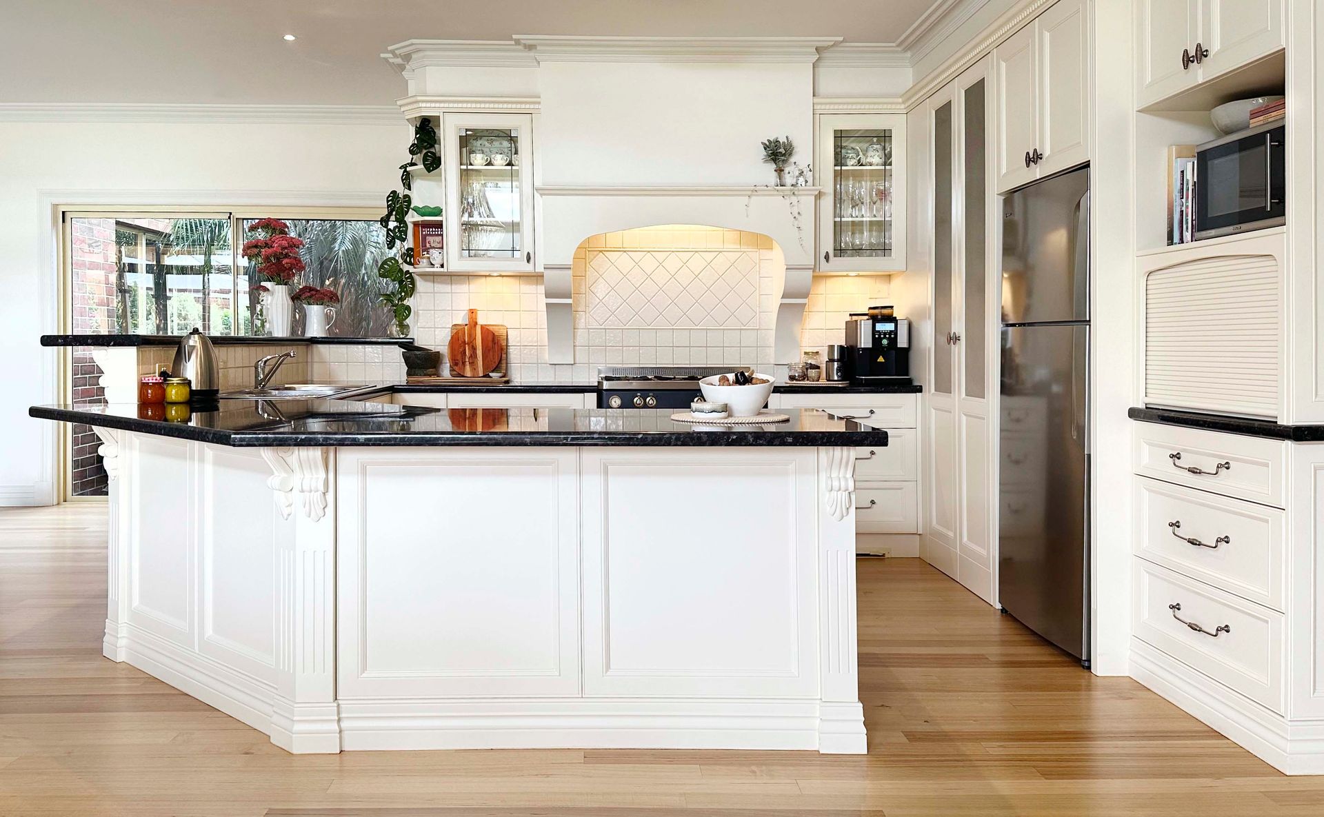 Minimalistic White Kitchen with Clean Lines and Ample Storage Space — Shepparton Vic — Kitchenwise