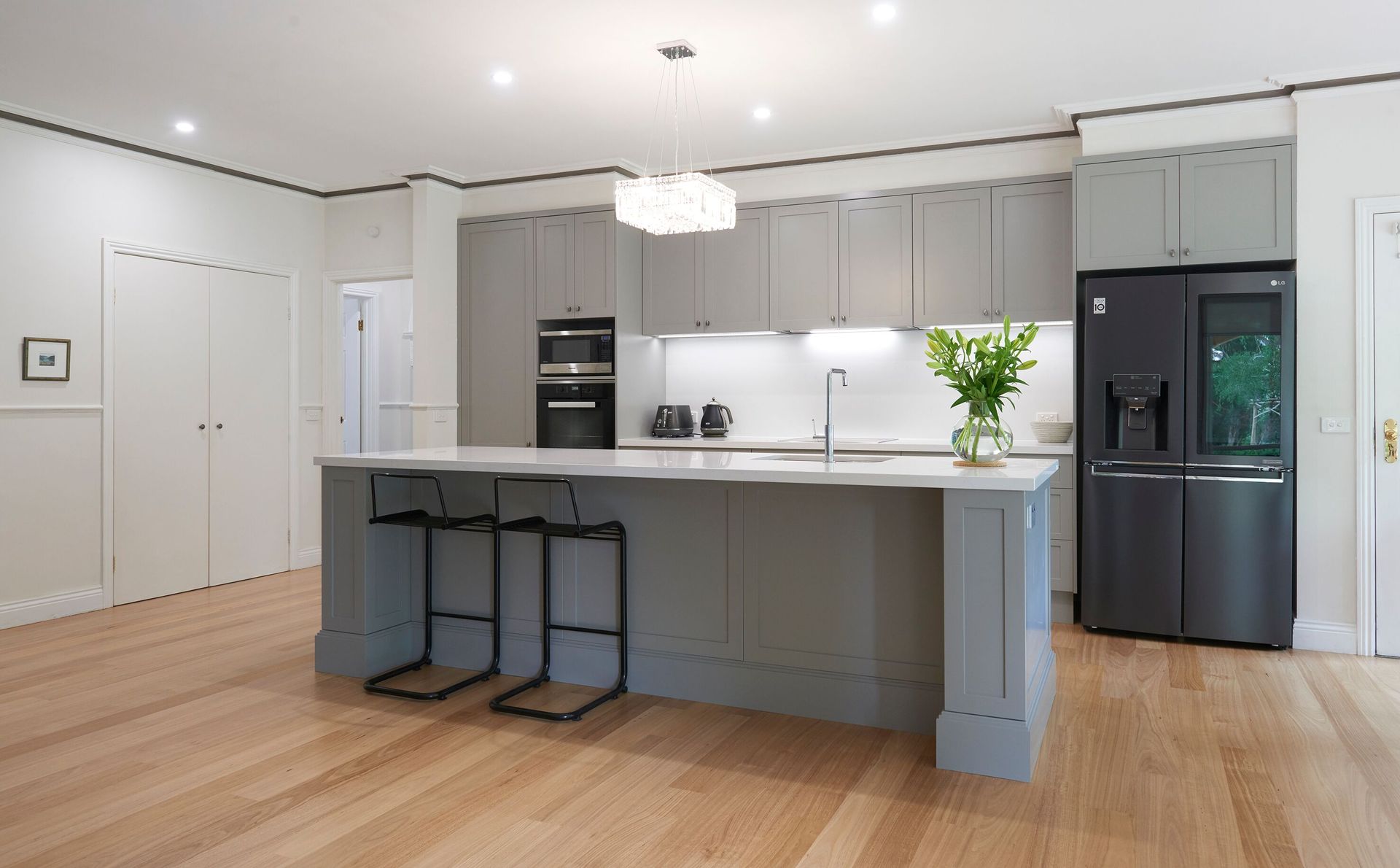 White and Grey Kitchen — Shepparton VIC — KitchenWise