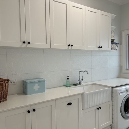 Minimalistic Modern Laundry Room with Clean Lines and Clutter-Free Organization — Shepparton Vic — Kitchenwise