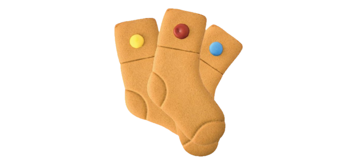 Down Syndrome Cheshire Gingerbread sock biscuits