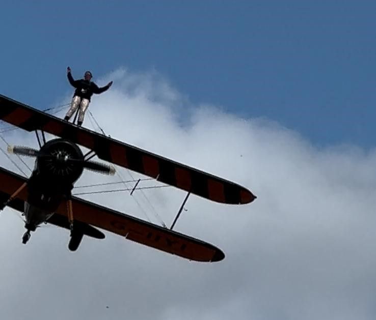 A woman wing walking for Down Syndrome Cheshire