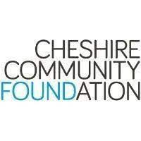 the logo for the cheshire community foundation is blue and black .
