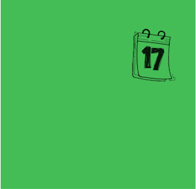 a green calendar with the number 17 on it